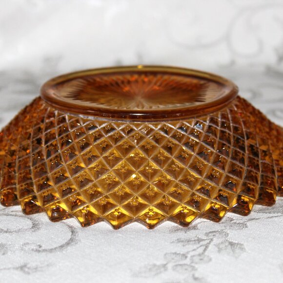 Westmoreland English Hobnail Amber Round Dish | Vintage Candy Nut Trinket Dish - Picture 3 of 5